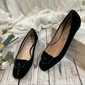 isaac mizrahi couture made in Italy  velvet button flats